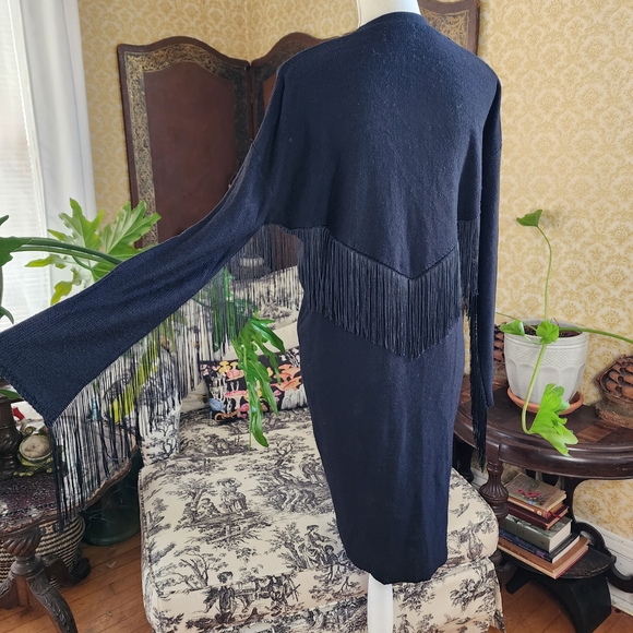 Rhapsody Black Fringe Poncho - Picture 1 of 7